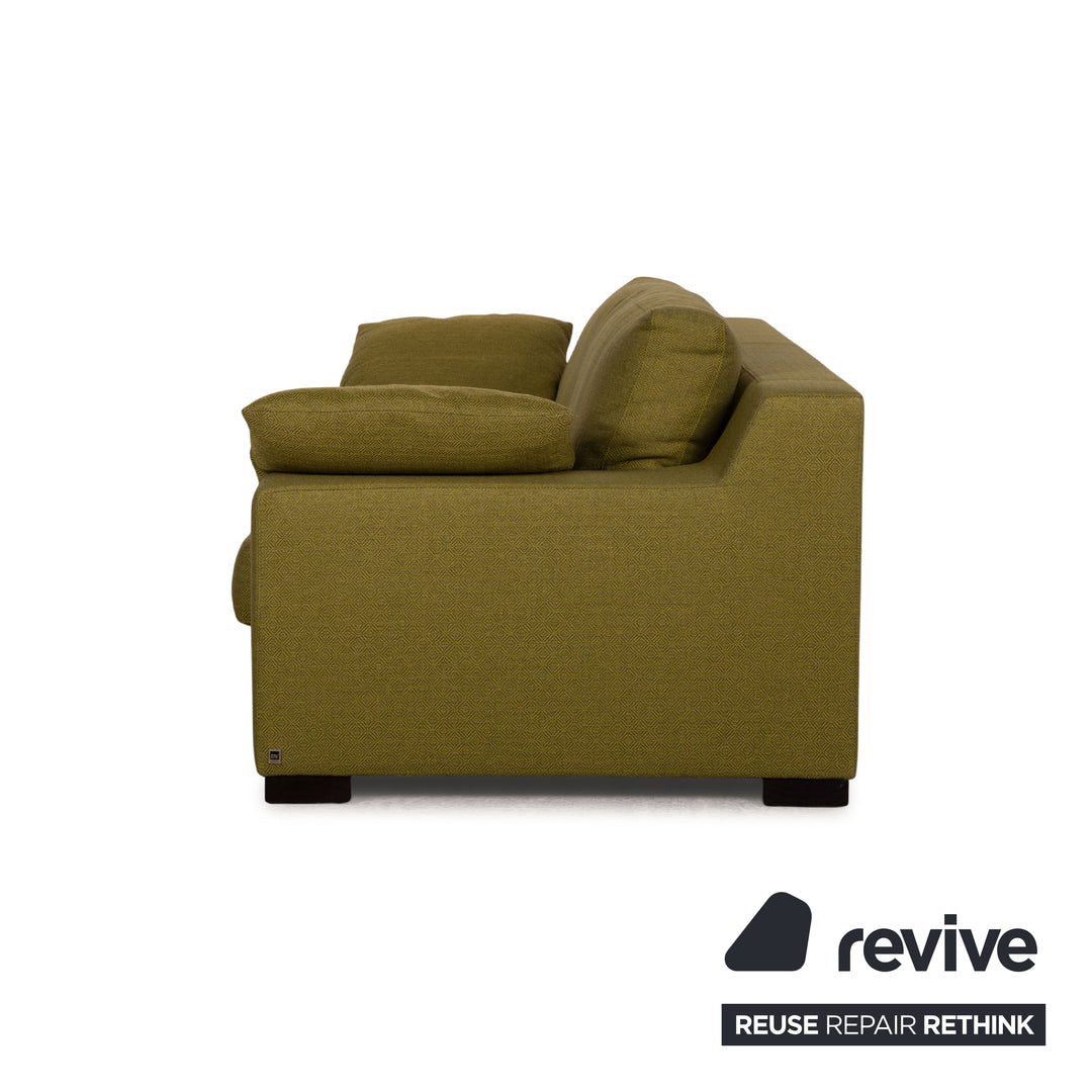 Bielefelder Werkstätten Stoff Sofa Garnitur Olivgrün Dreisitzer Hocker