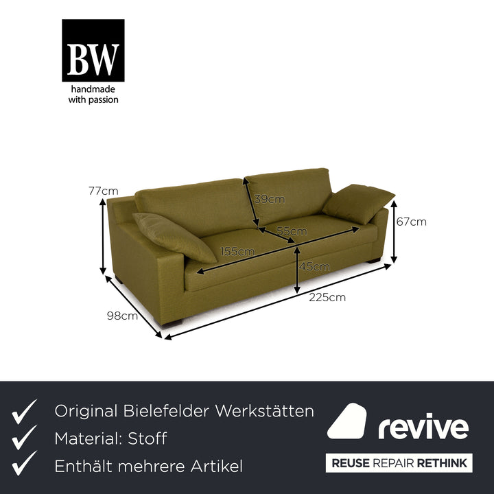 Bielefelder Werkstätten Stoff Sofa Garnitur Olivgrün Dreisitzer Hocker