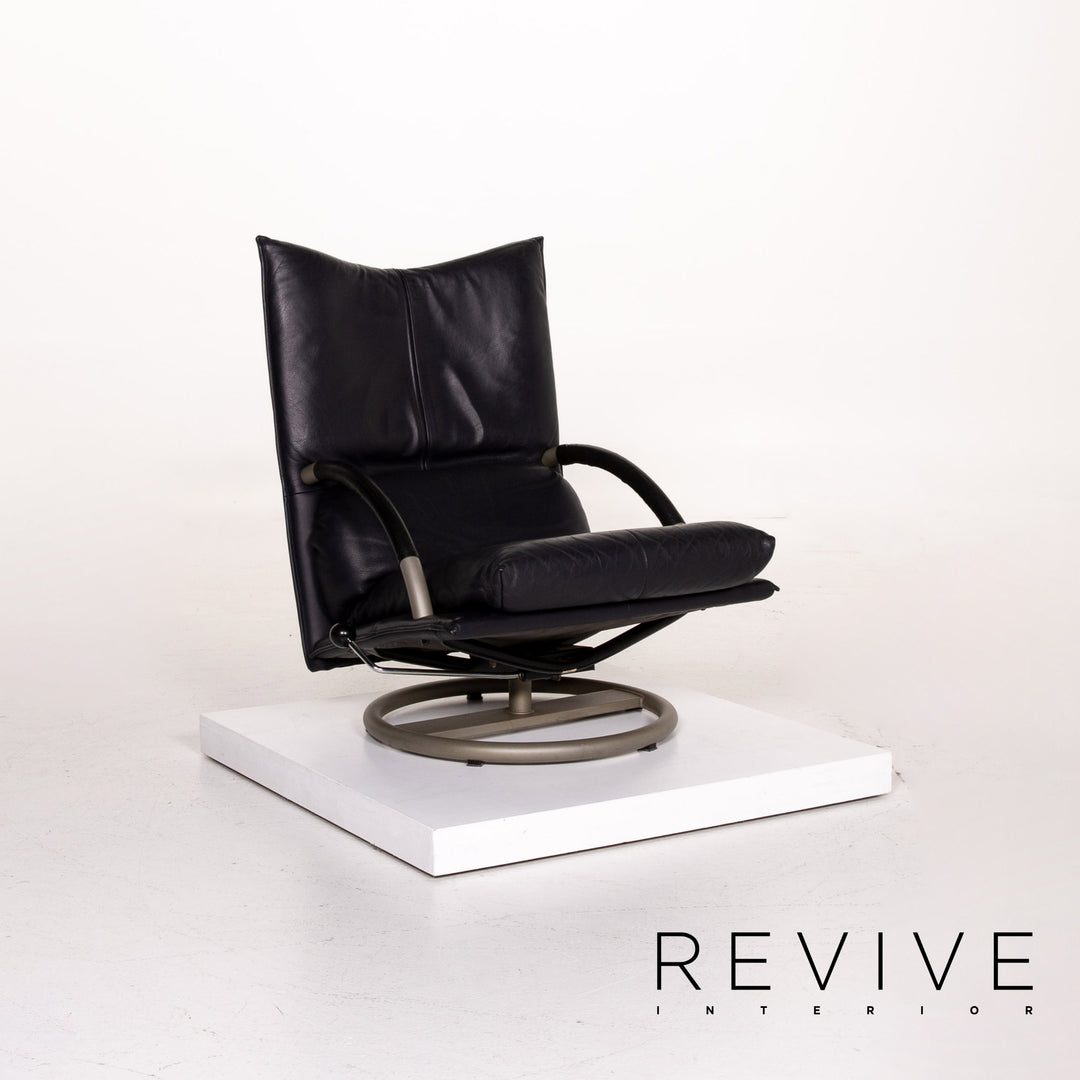 BMP Rolf Benz fauteuil en cuir bleu foncé fonction chaise de relaxation #14244