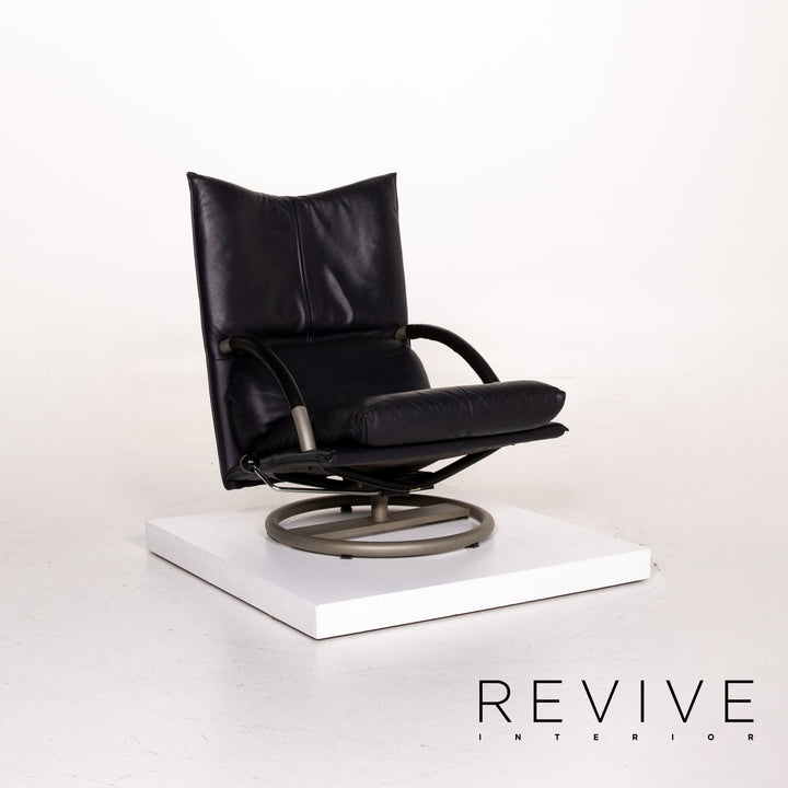 BMP Rolf Benz fauteuil en cuir bleu foncé fonction chaise de relaxation #14244