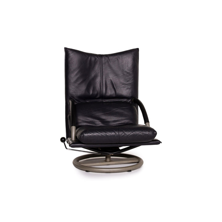 BMP Rolf Benz fauteuil en cuir bleu foncé fonction chaise de relaxation #14244