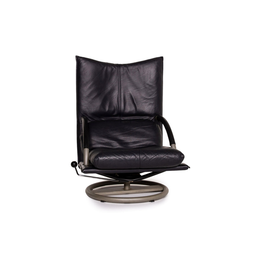 BMP Rolf Benz fauteuil en cuir bleu foncé fonction chaise de relaxation #14244