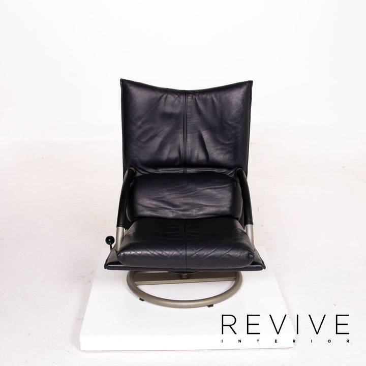BMP Rolf Benz fauteuil en cuir bleu foncé fonction chaise de relaxation #14244