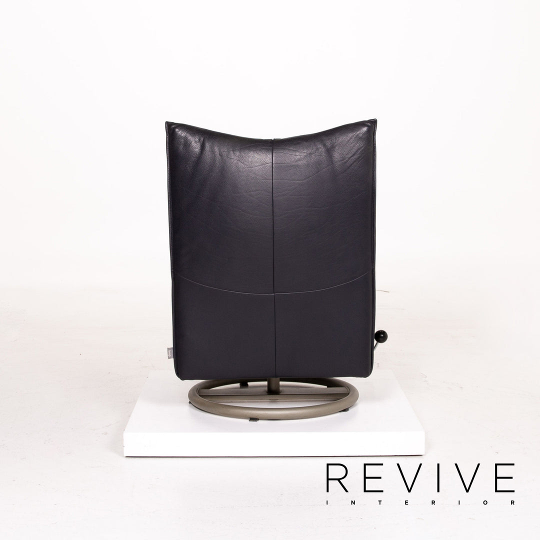 BMP Rolf Benz fauteuil en cuir bleu foncé fonction chaise de relaxation #14244