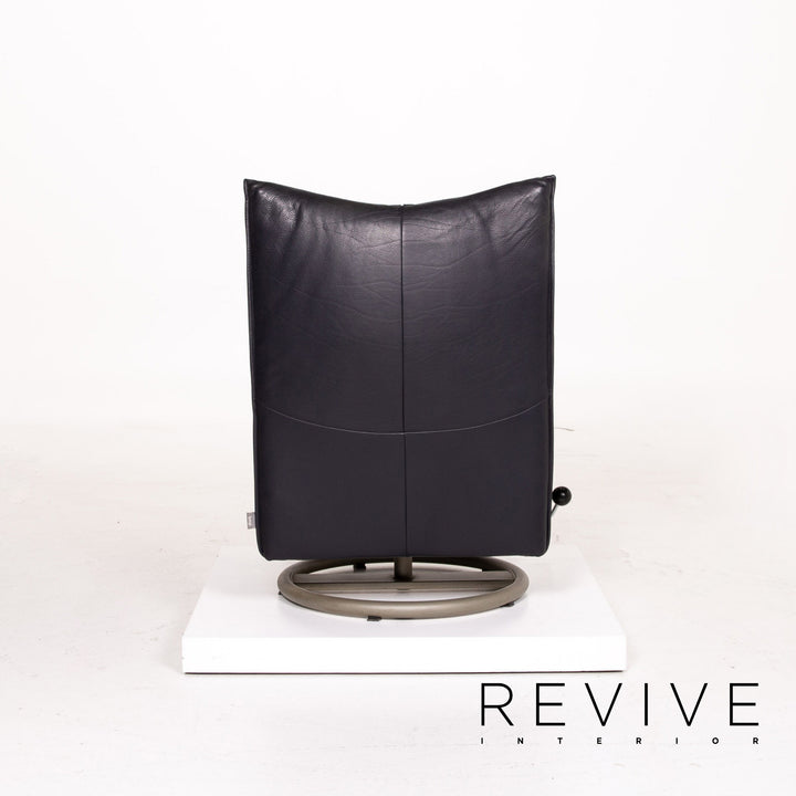 BMP Rolf Benz fauteuil en cuir bleu foncé fonction chaise de relaxation #14244