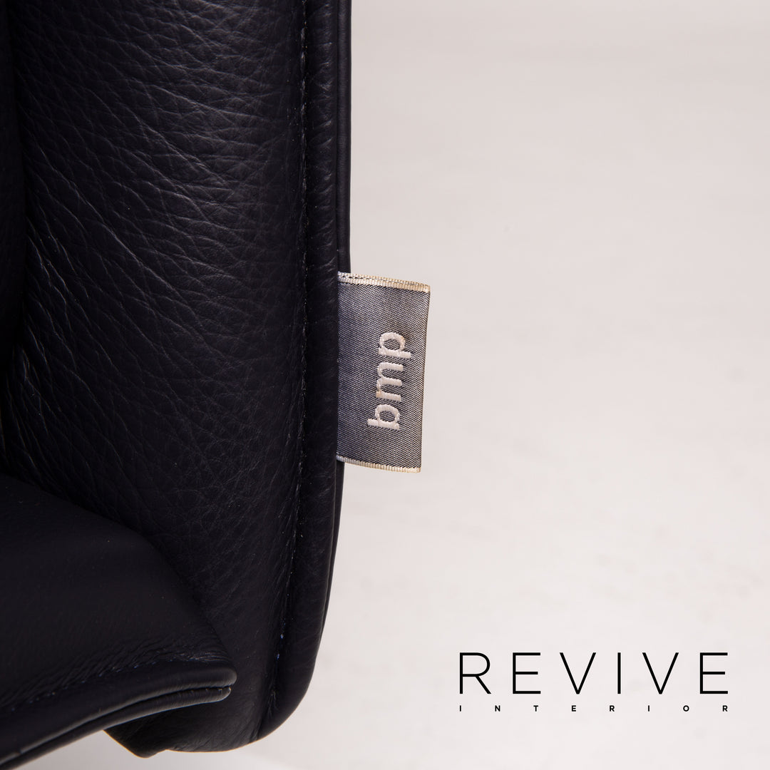 BMP Rolf Benz fauteuil en cuir bleu foncé fonction chaise de relaxation #14244