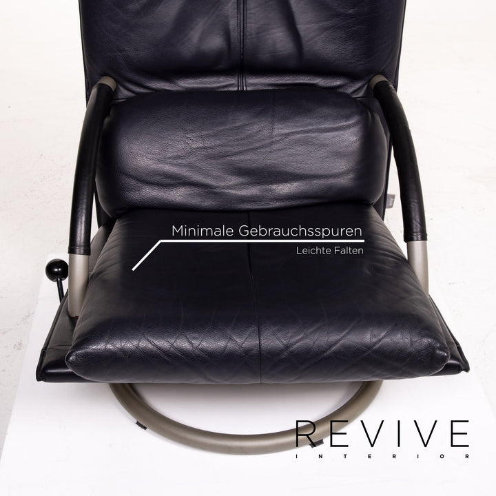 BMP Rolf Benz fauteuil en cuir bleu foncé fonction chaise de relaxation #14244