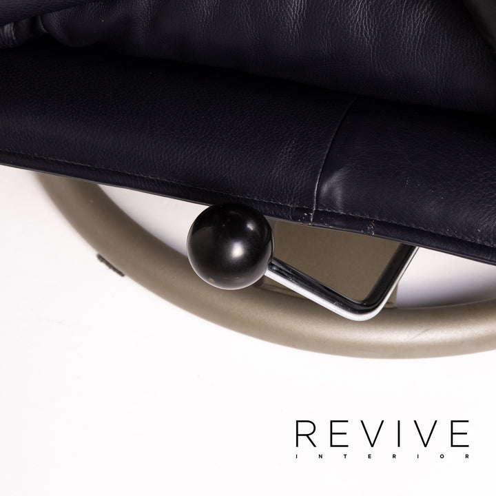 BMP Rolf Benz fauteuil en cuir bleu foncé fonction chaise de relaxation #14244