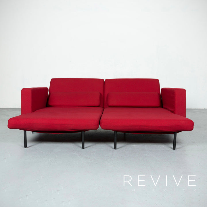 Stoff Sofa Rot Dreisitzer Schlafsofa Funktion Couch #6733