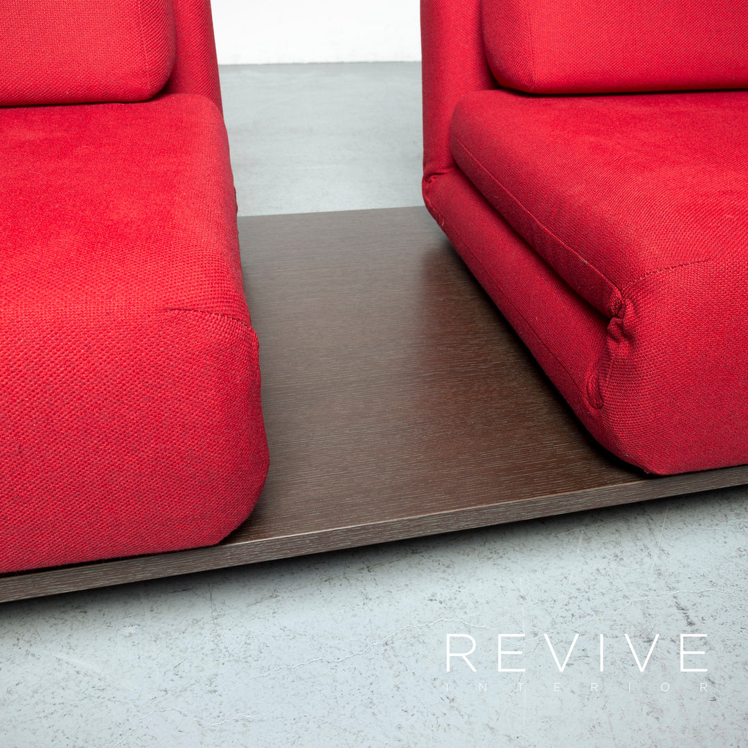 Stoff Sofa Rot Dreisitzer Schlafsofa Funktion Couch #6733