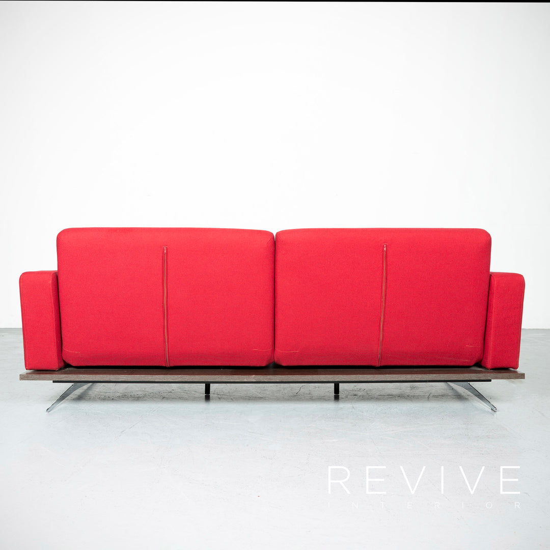 Stoff Sofa Rot Dreisitzer Schlafsofa Funktion Couch #6733