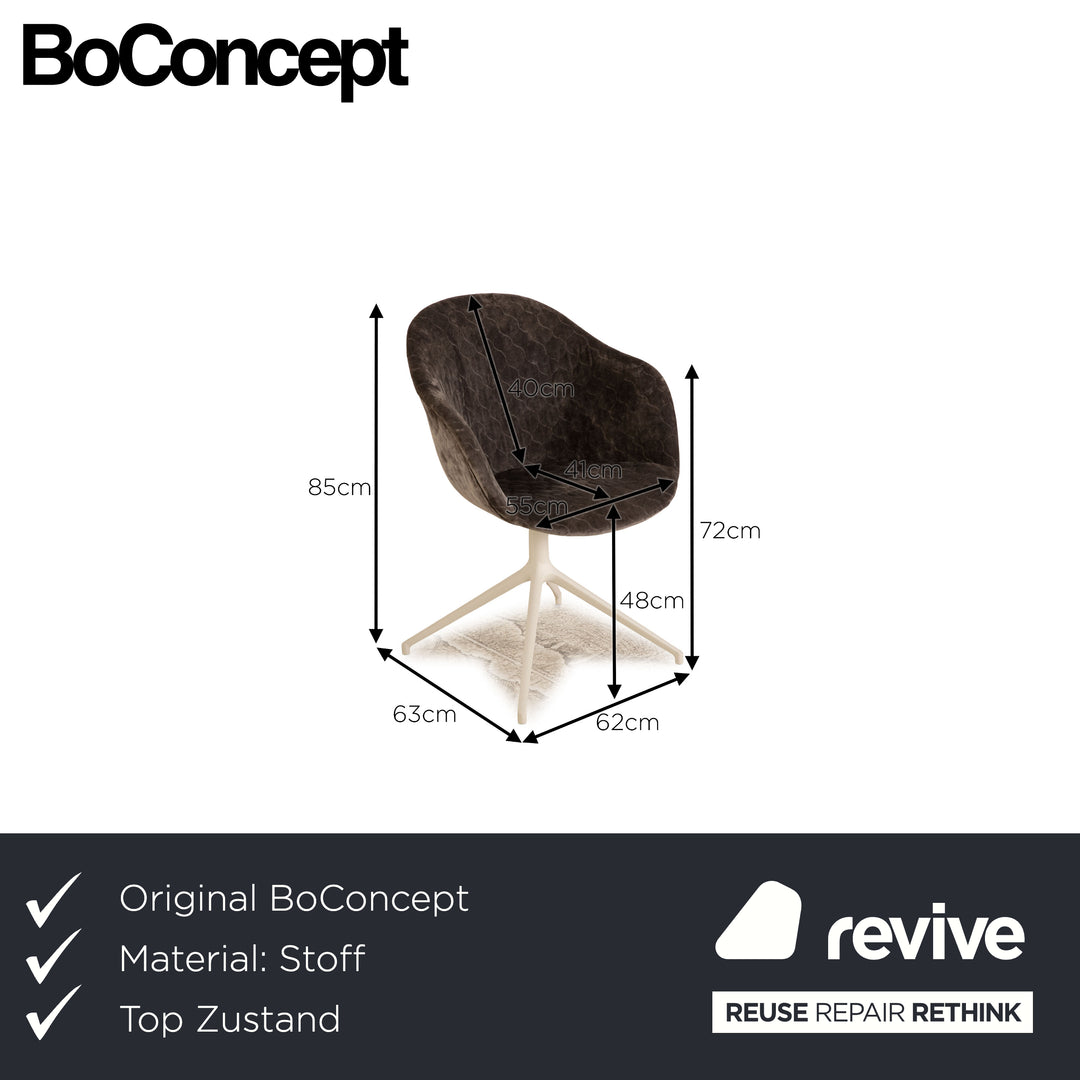 BoConcept Adelaide Stoff Stuhl Grau manuelle Drehfunktion Esszimmer