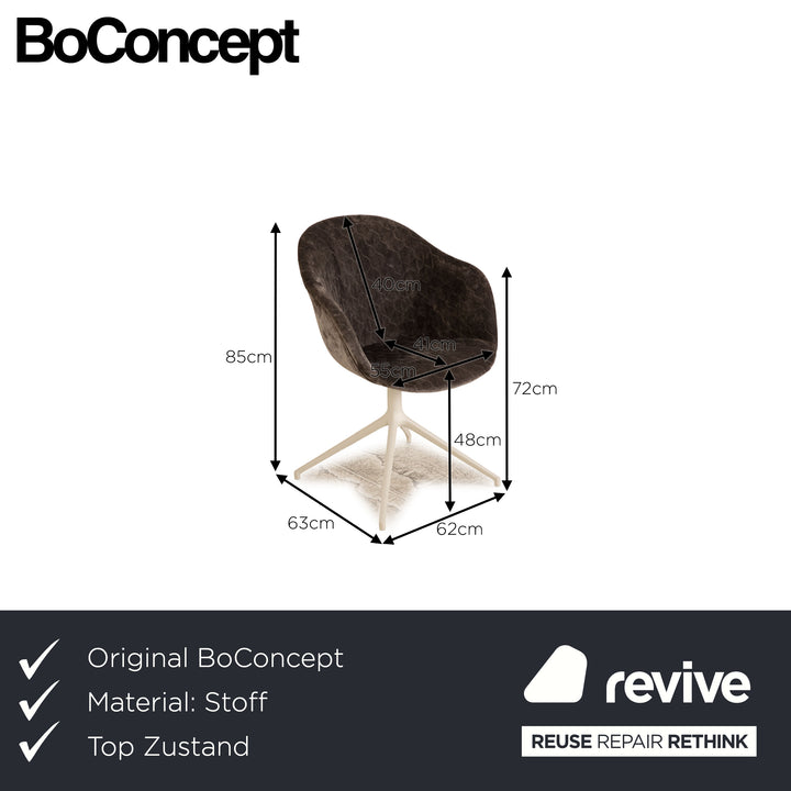 BoConcept Adelaide Stoff Stuhl Grau manuelle Drehfunktion Esszimmer