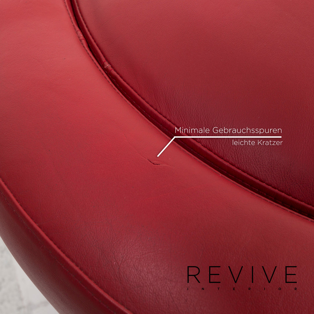 BoConcept Alpha Leder Sofa Garnitur Rot Zweisitzer Hocker #13148