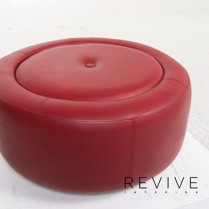 BoConcept Alpha Leder Sofa Garnitur Rot Zweisitzer Hocker #13148