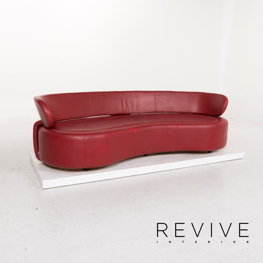 BoConcept Alpha Leder Sofa Garnitur Rot Zweisitzer Hocker #13148