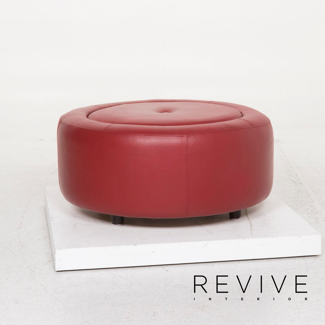 BoConcept Alpha Leder Sofa Garnitur Rot Zweisitzer Hocker #13148
