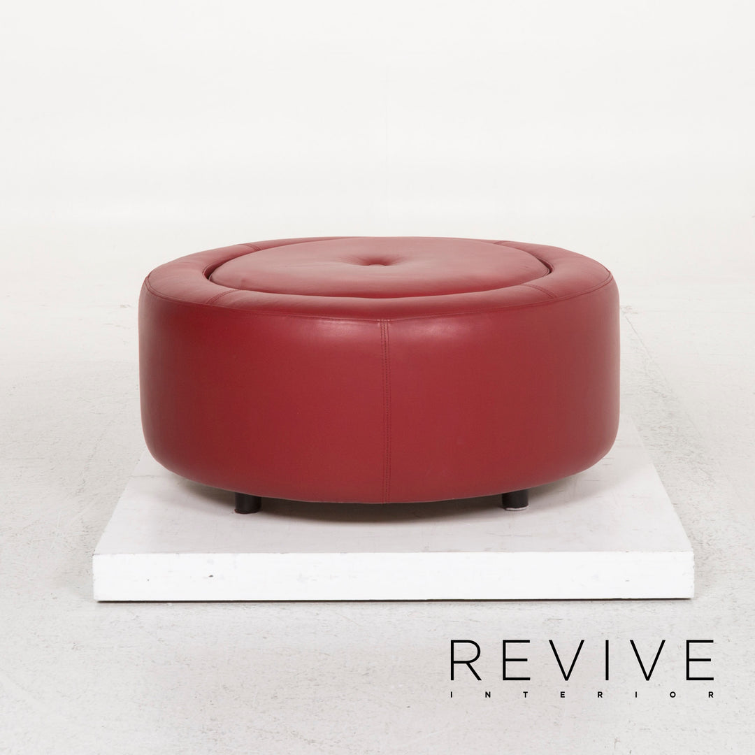BoConcept Alpha Leder Sofa Garnitur Rot Zweisitzer Hocker #13148
