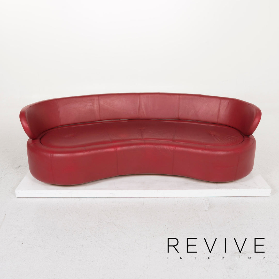 BoConcept Alpha Leder Sofa Garnitur Rot Zweisitzer Hocker #13148