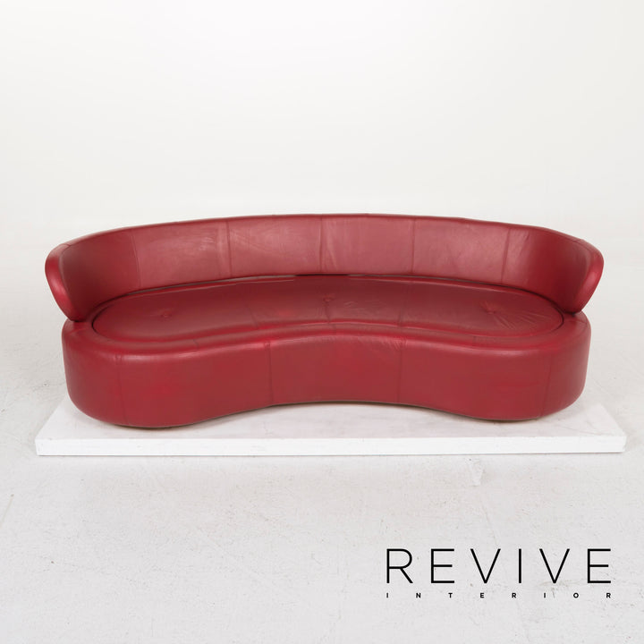 BoConcept Alpha Leder Sofa Garnitur Rot Zweisitzer Hocker #13148