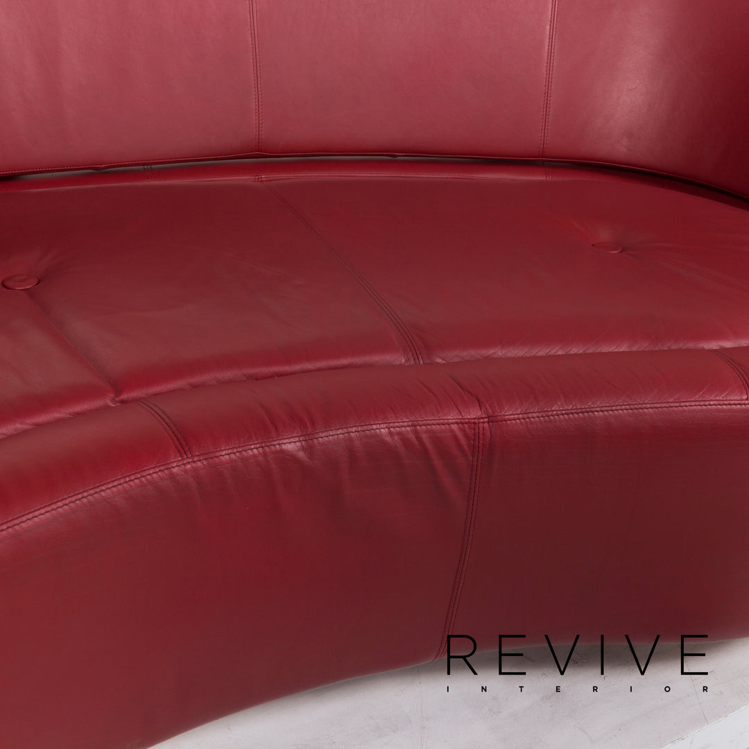 BoConcept Alpha Leder Sofa Garnitur Rot Zweisitzer Hocker #13148