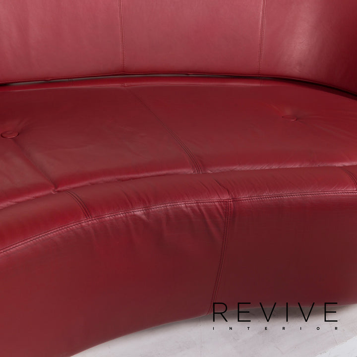 BoConcept Alpha Leder Sofa Garnitur Rot Zweisitzer Hocker #13148