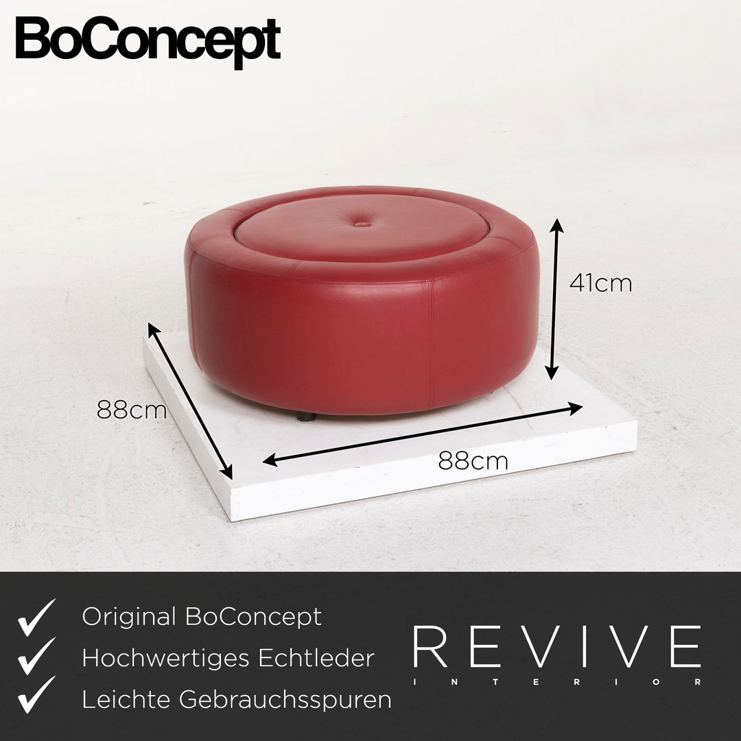 BoConcept Alpha Leder Sofa Garnitur Rot Zweisitzer Hocker #13148