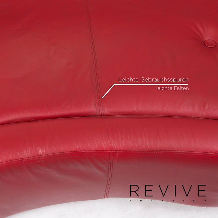 BoConcept Alpha Leder Sofa Garnitur Rot Zweisitzer Hocker #13148