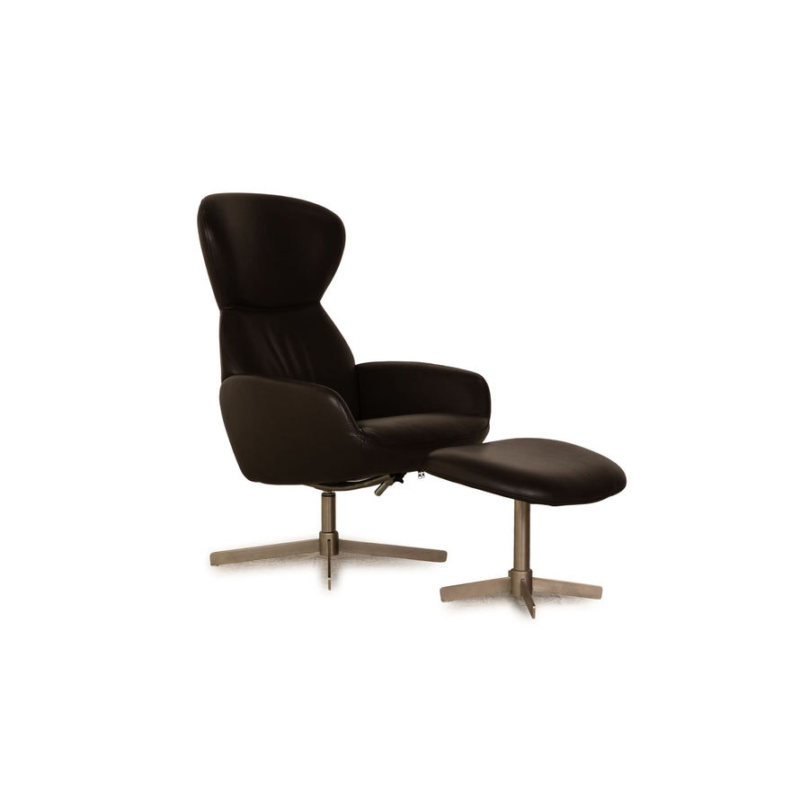 BoConcept Athena Relax Leder Sessel Garnitur Braun Dunkelbraun Manuelle Relaxfunktion Sessel Hocker