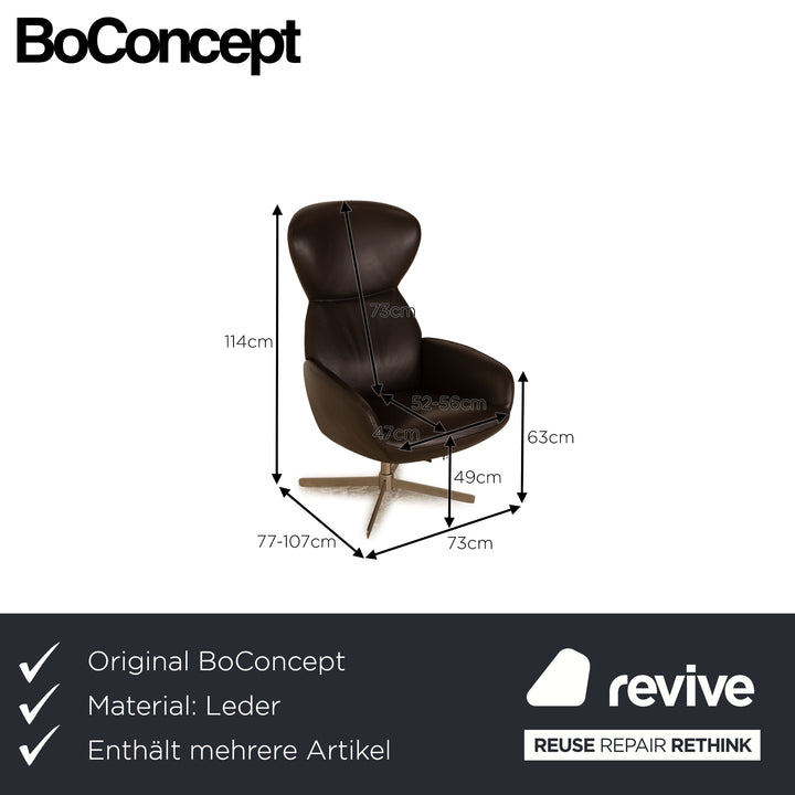 BoConcept Athena Relax Leder Sessel Garnitur Braun Dunkelbraun Manuelle Relaxfunktion Sessel Hocker