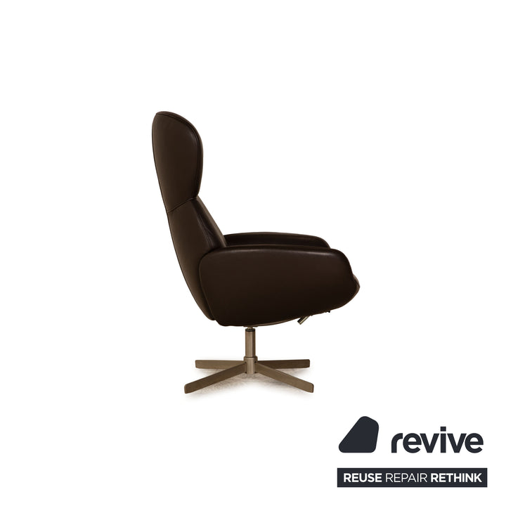 BoConcept Athena Relax Leder Sessel Garnitur Braun Dunkelbraun Manuelle Relaxfunktion Sessel Hocker