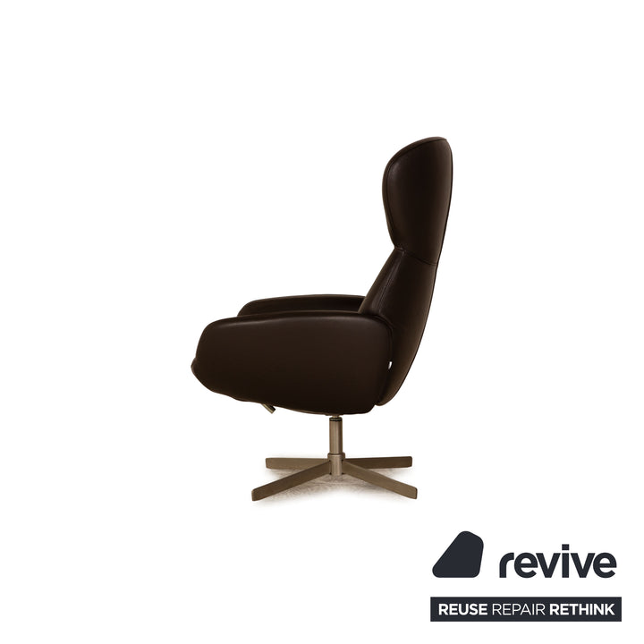 BoConcept Athena Relax Leder Sessel Garnitur Braun Dunkelbraun Manuelle Relaxfunktion Sessel Hocker