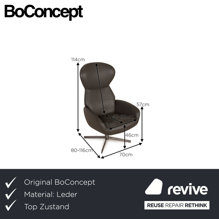 BoConcept Athena Relax Leder Sessel Grau Funktion Relaxfunktion