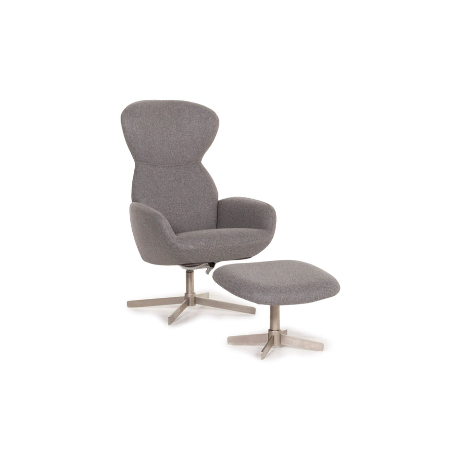 BoConcept Athena Stoff Sessel inkl. Hocker Grau Relaxsessel Funktion Relaxfunktion #12859