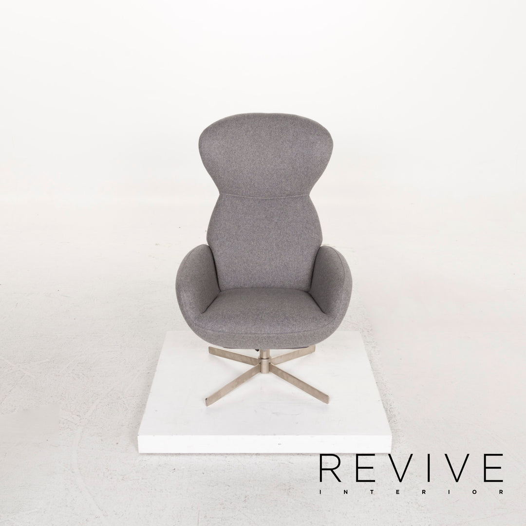 BoConcept Athena Stoff Sessel inkl. Hocker Grau Relaxsessel Funktion Relaxfunktion #12859