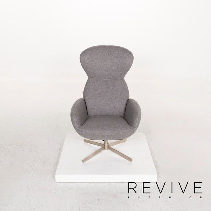 BoConcept Athena Stoff Sessel inkl. Hocker Grau Relaxsessel Funktion Relaxfunktion #12859