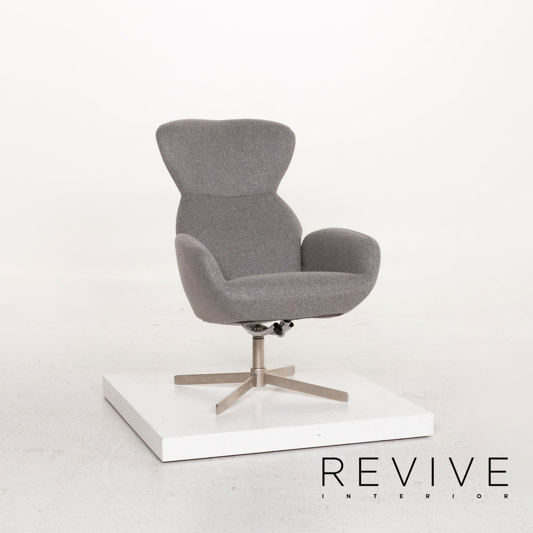 BoConcept Athena Stoff Sessel inkl. Hocker Grau Relaxsessel Funktion Relaxfunktion #12859
