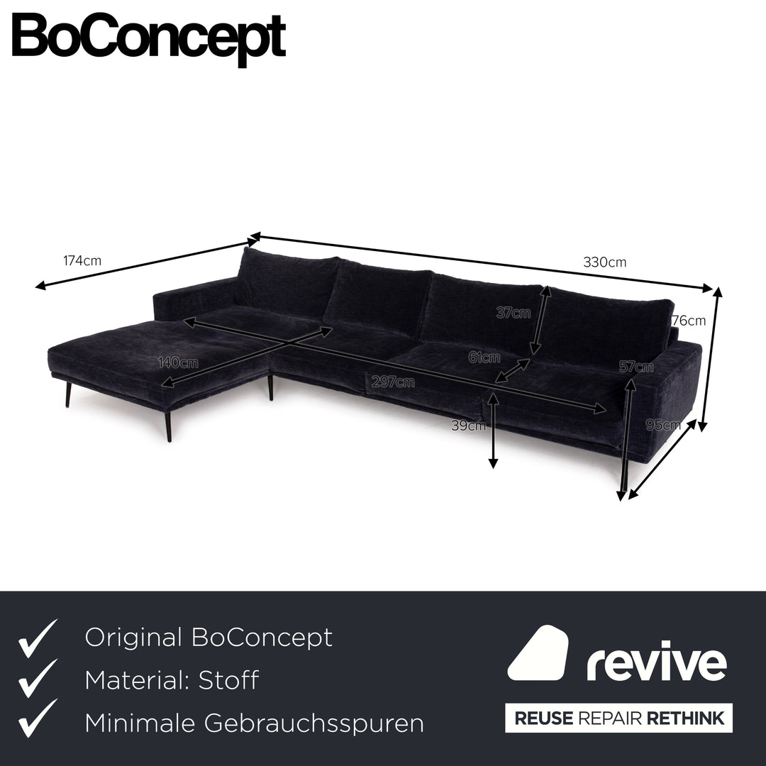 BoConcept Carlton Stoff Sofa Ecksofa Blau