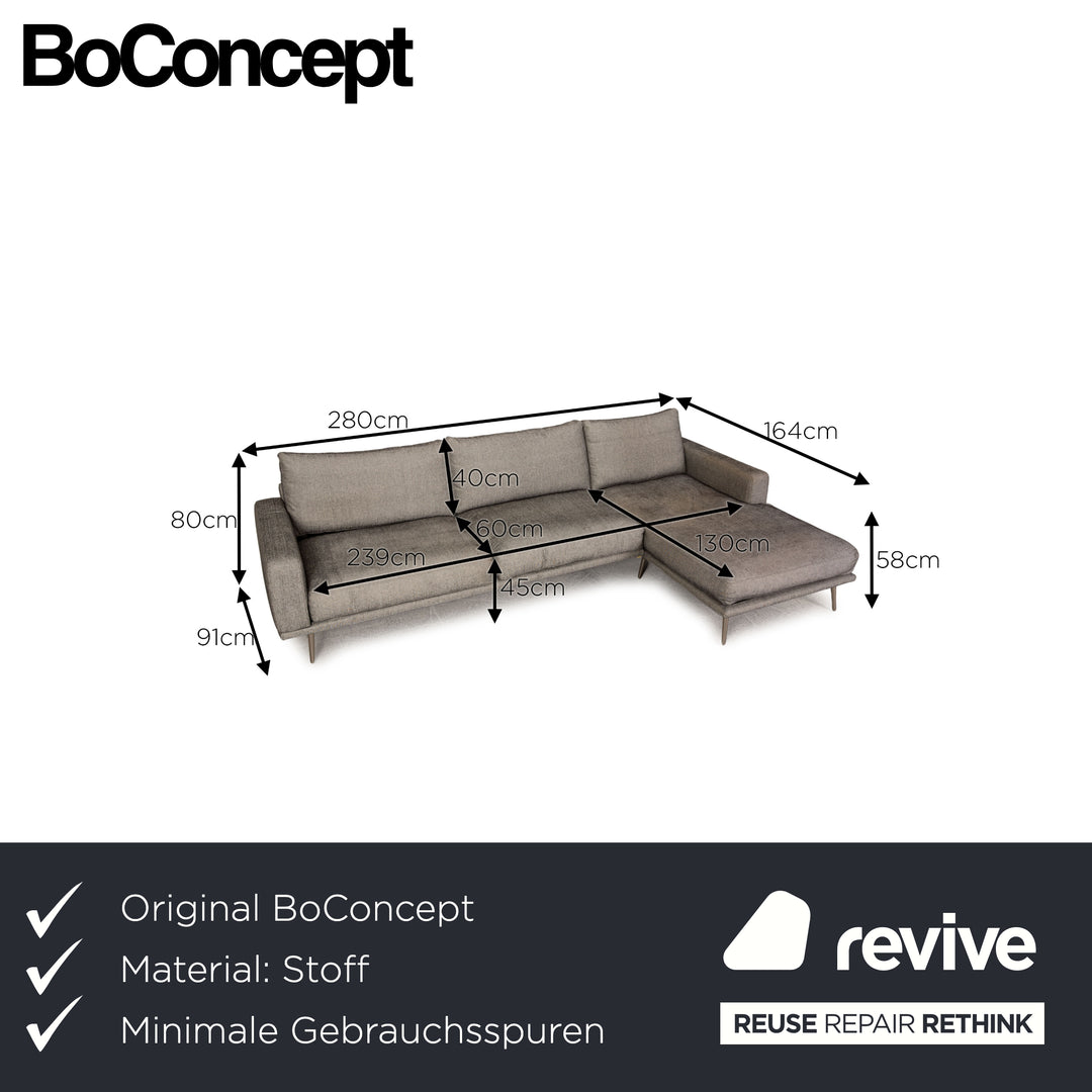 BoConcept Carlton Stoff Sofa Grau Ecksofa Couch