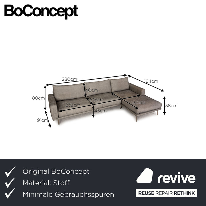 BoConcept Carlton Stoff Sofa Grau Ecksofa Couch