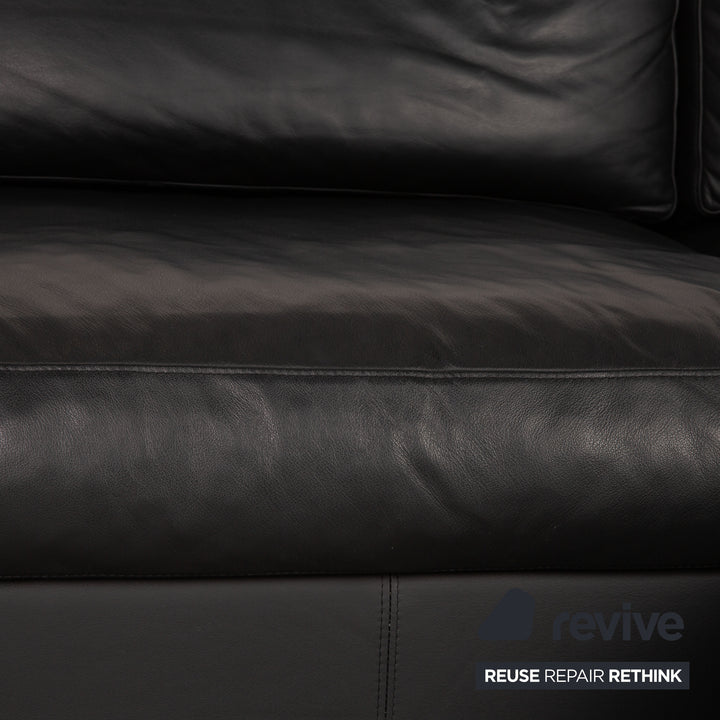 BoConcept Cenova Leder Ecksofa Schwarz Sofa Couch inkl. Hocker