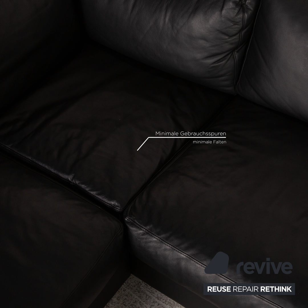 BoConcept Cenova Leder Ecksofa Schwarz Sofa Couch inkl. Hocker