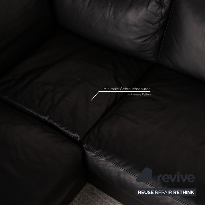 BoConcept Cenova Leder Ecksofa Schwarz Sofa Couch inkl. Hocker