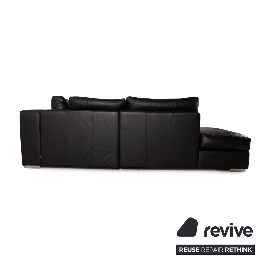 BoConcept Cenova Leder Ecksofa Schwarz Sofa Couch inkl. Hocker