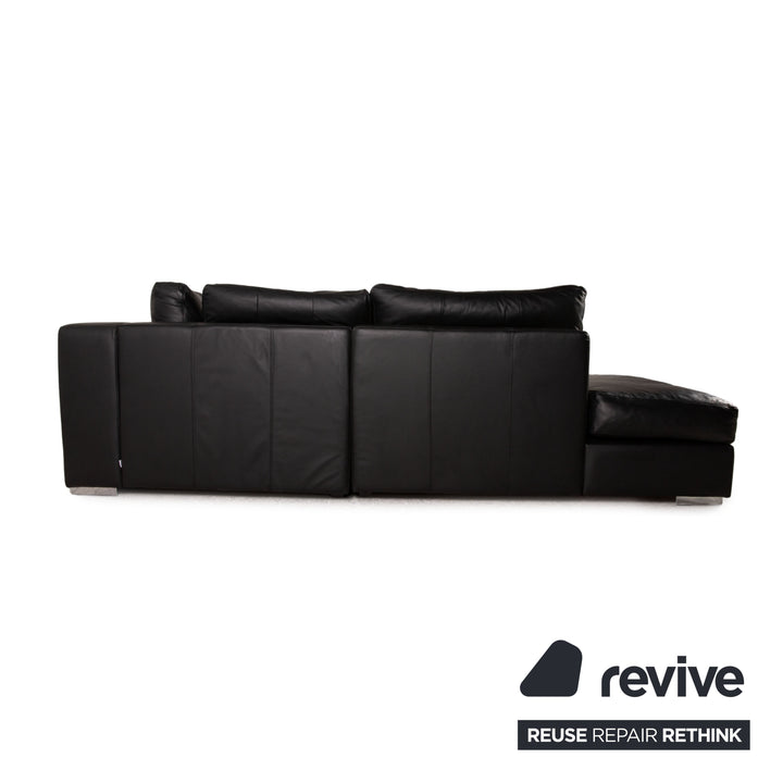 BoConcept Cenova Leder Ecksofa Schwarz Sofa Couch inkl. Hocker