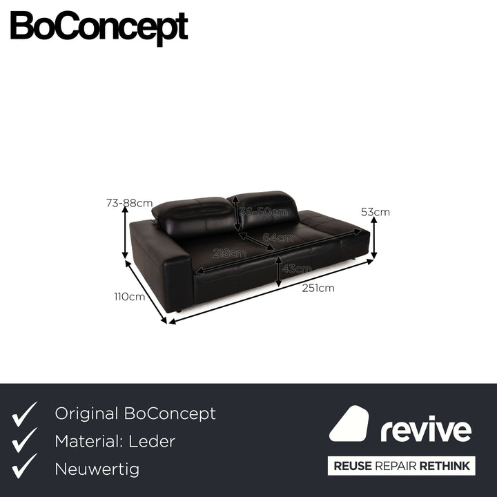 BoConcept Hampton Leder Sofa Schwarz Dreisitzer Couch Funktion