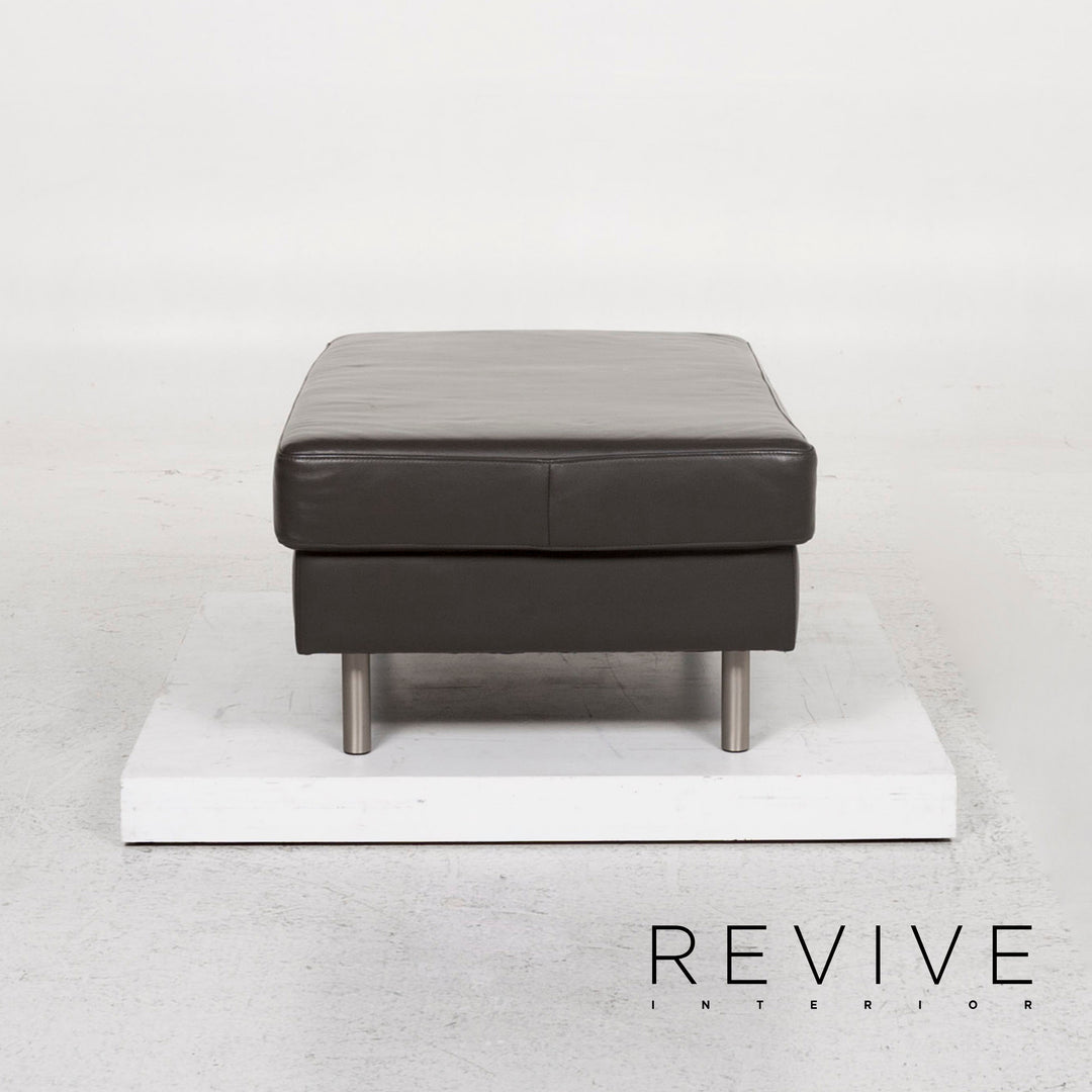 BoConcept Indivi Leder Hocker Anthrazit Grau Ottoman #12735