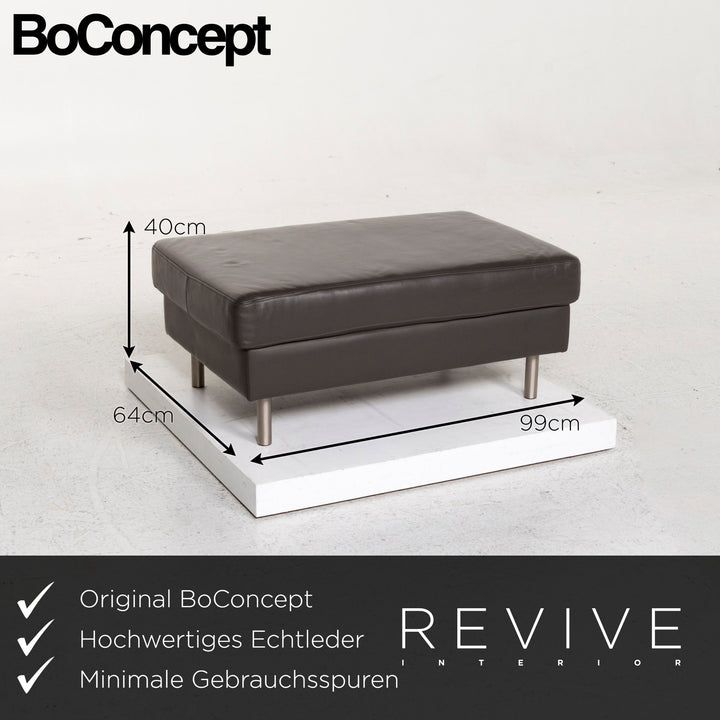 BoConcept Indivi Leder Hocker Anthrazit Grau Ottoman #12735
