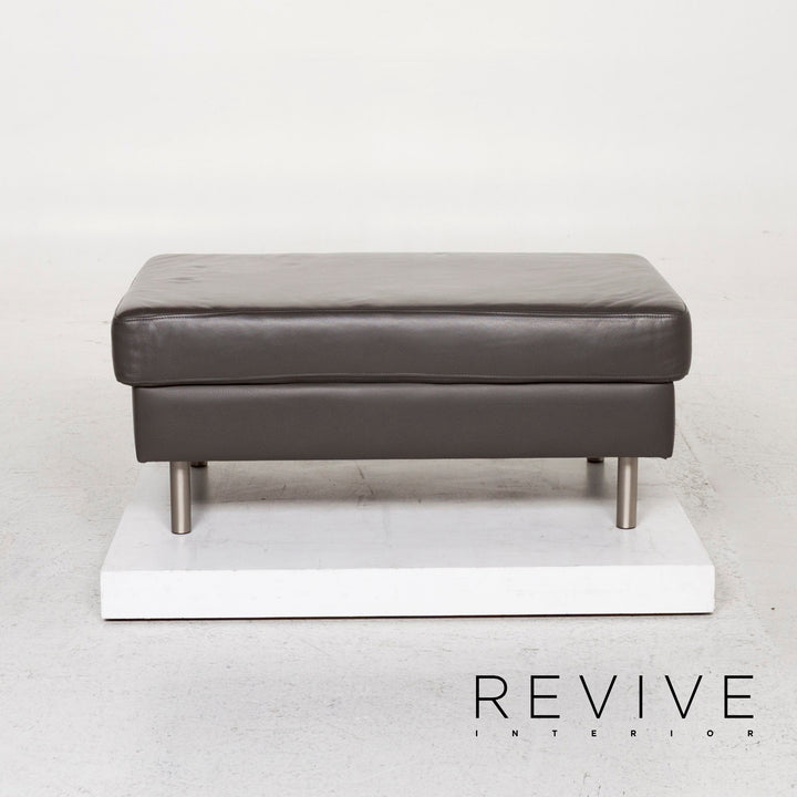 BoConcept Indivi Leder Hocker Anthrazit Grau Ottoman #12735