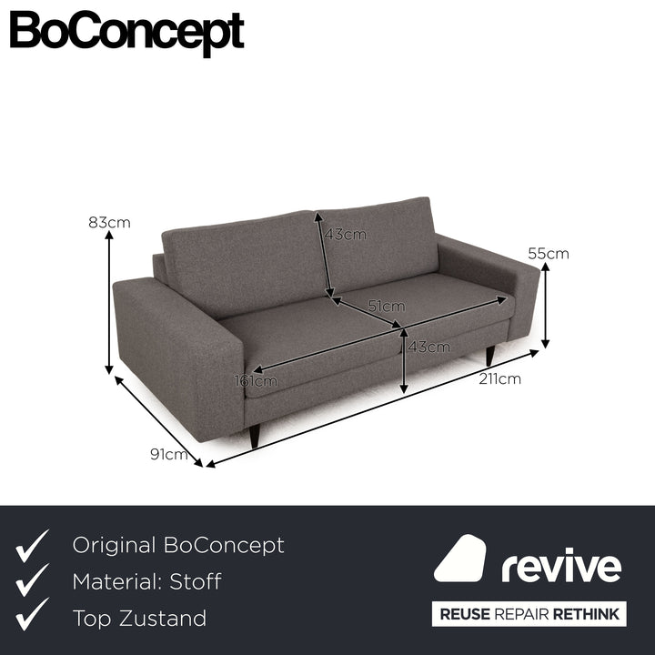 BoConcept Indivi Stoff Dreisitzer Grau Couch Sofa